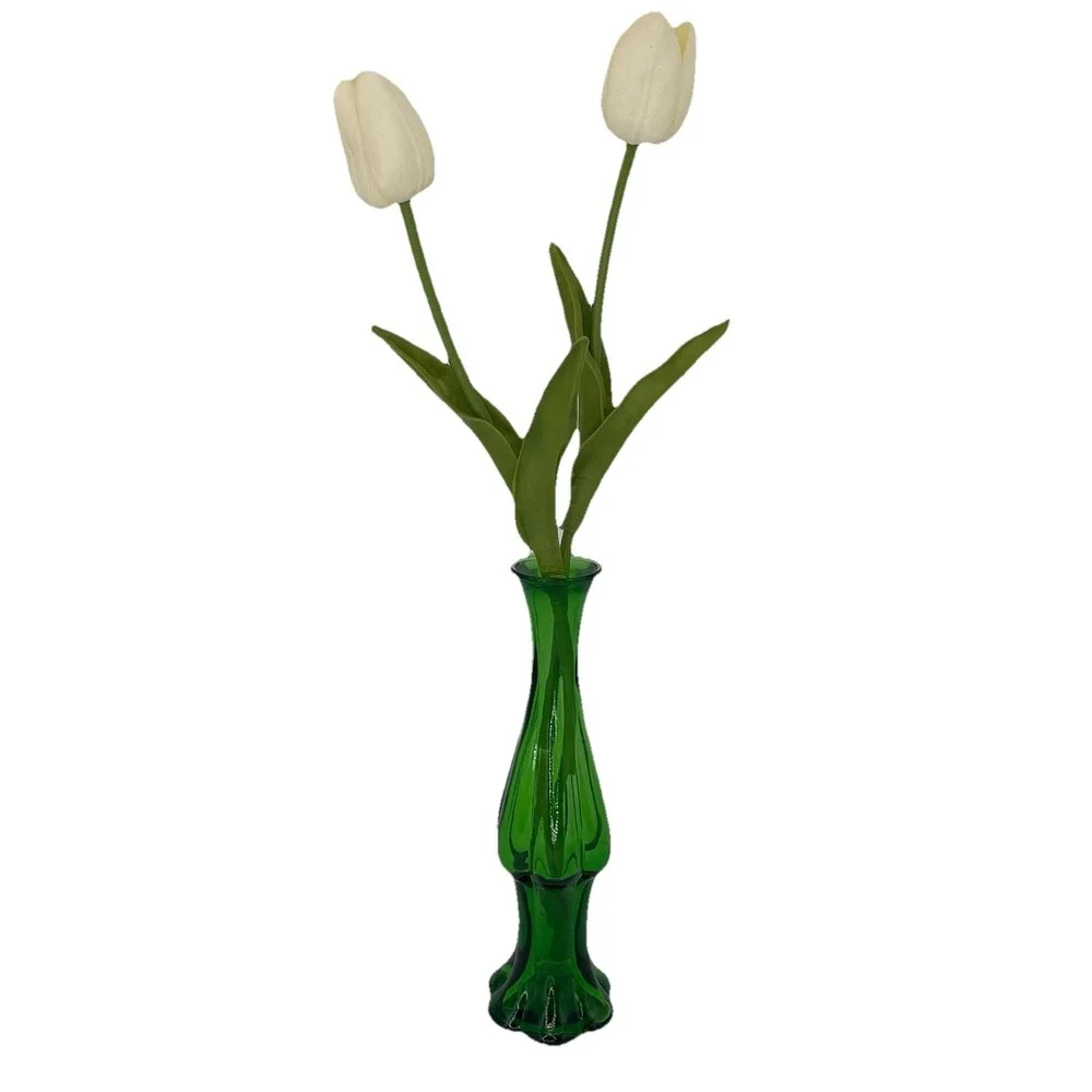 Avon Vintage Emerald Green Glass Bud Vase Cologne Bottle Empty 8